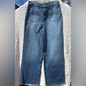 Wide Leg Blue Denim Jeans
